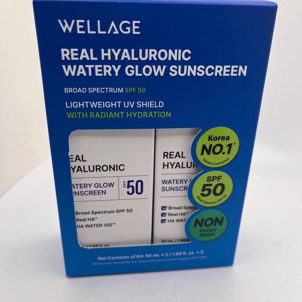 Wellage Real Hyaluronic‎ Watery Glow Sunscreen SPF 50 Broad Spectrum 2-Pack Kit